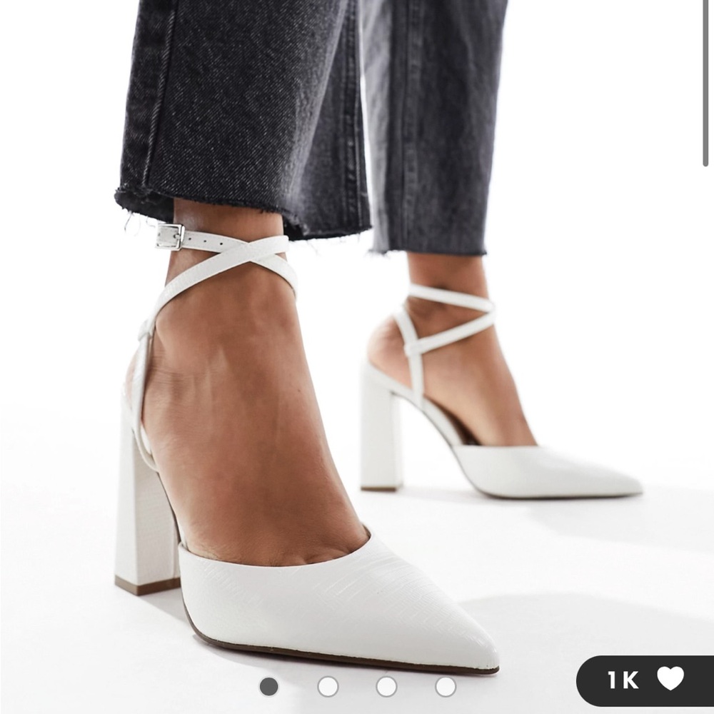 ASOS DESIGN Paige high block heels in white lizard NWOT size US 6
